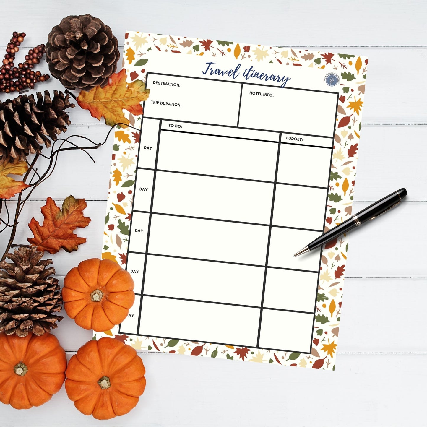 Planificador de vacaciones de otoño/otoño en tamaño carta de EE. UU. y A4 |Descarga digital y PDF imprimible|