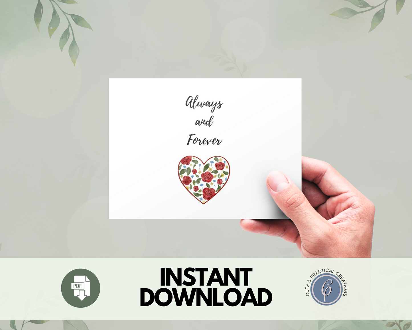 Tarjeta Siempre y Para Siempre Corazón con Rosas