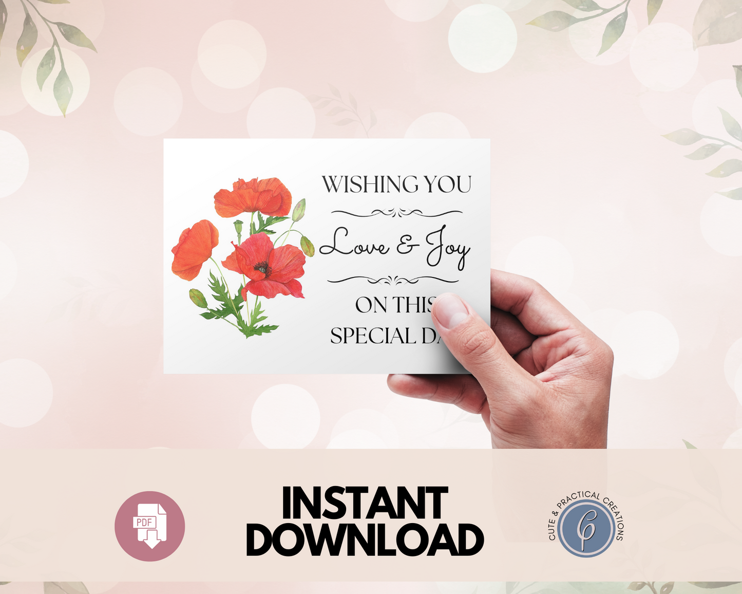Tarjeta con Diseño Floral de Anémona