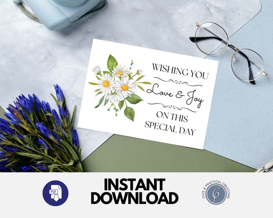 Card with White Floral Design