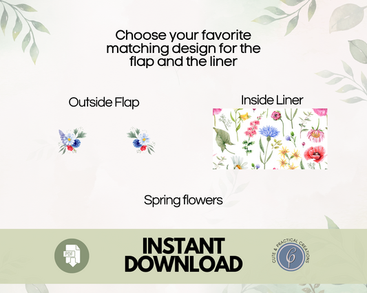 Printable Floral Spring Envelope Template with Liner included