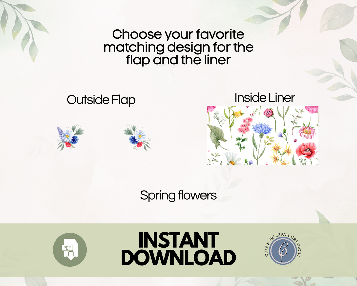 Set Tarjeta Imprimible y Plantilla de Sobre con Forro incluido-Diseño Floral-Mamá