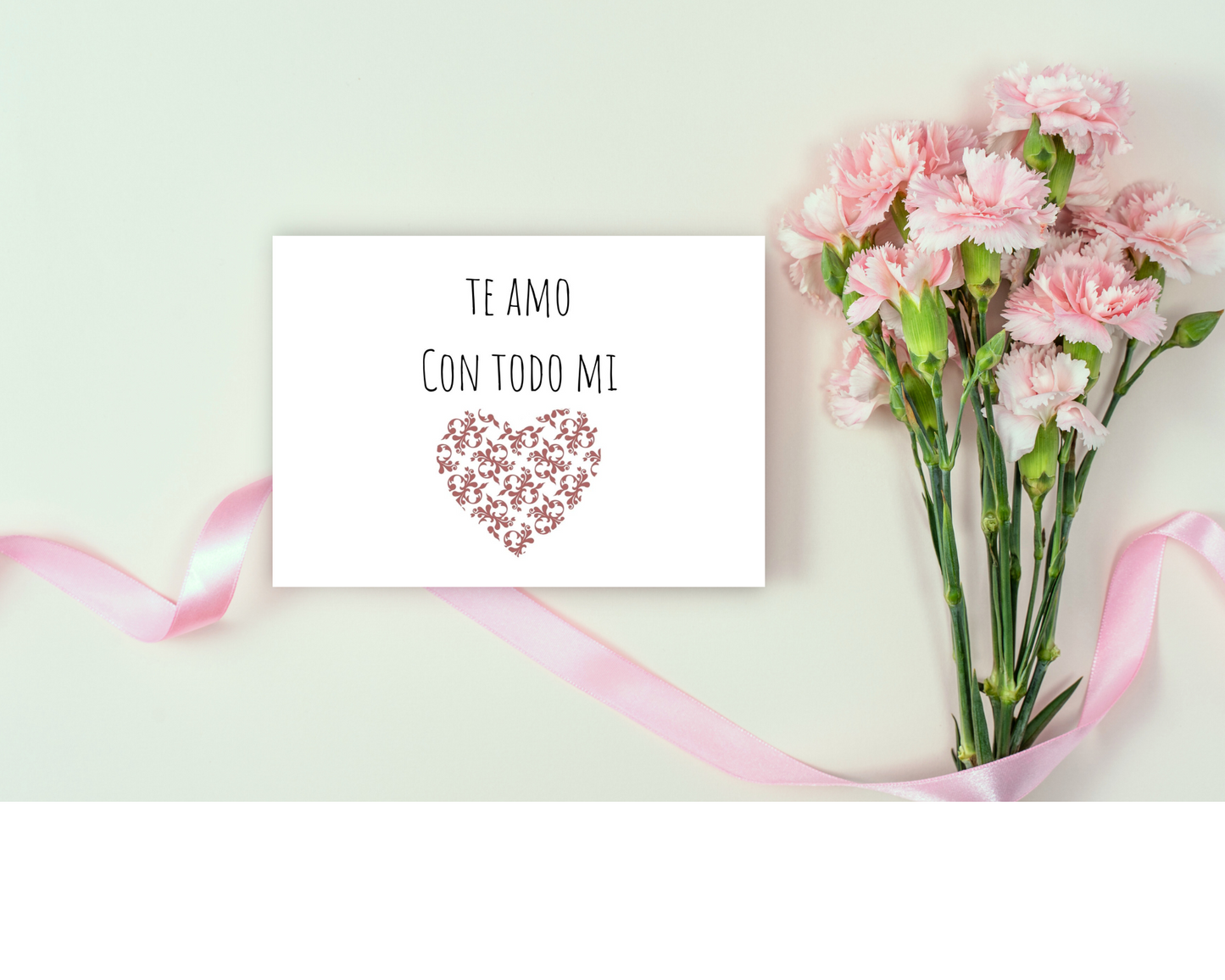 Te amo con todo mi corazón; Tarjeta de felicitación de corazón estilo victoriano en español