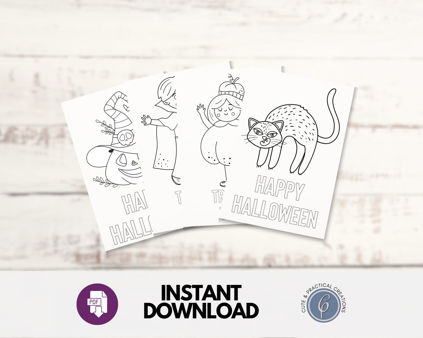 Mini Tarjetas Conjunto de 8 - Diseños imprimibles Halloween para niños