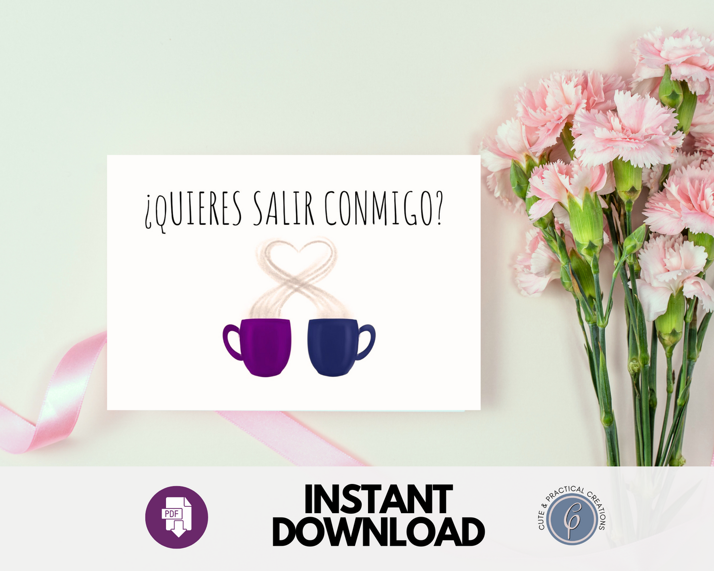 Imprimible "¿Quieres Salir Conmigo?" Tarjeta de felicitación en español
