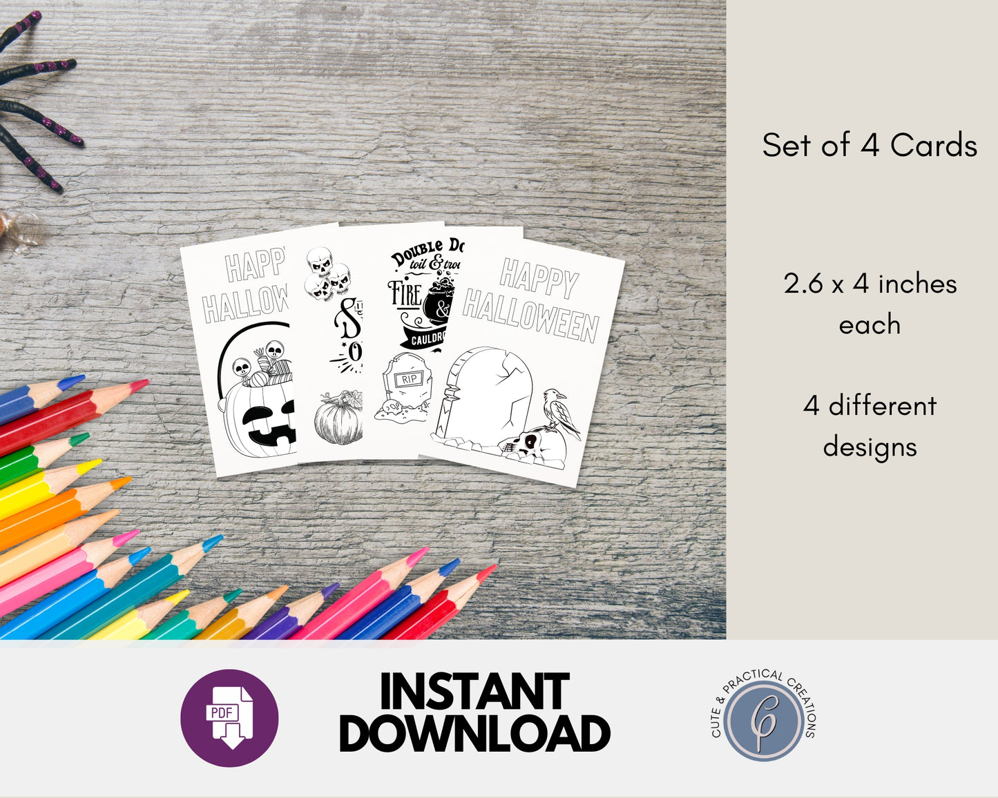 Mini Tarjetas Conjunto de 8 - Diseños imprimibles Otoño