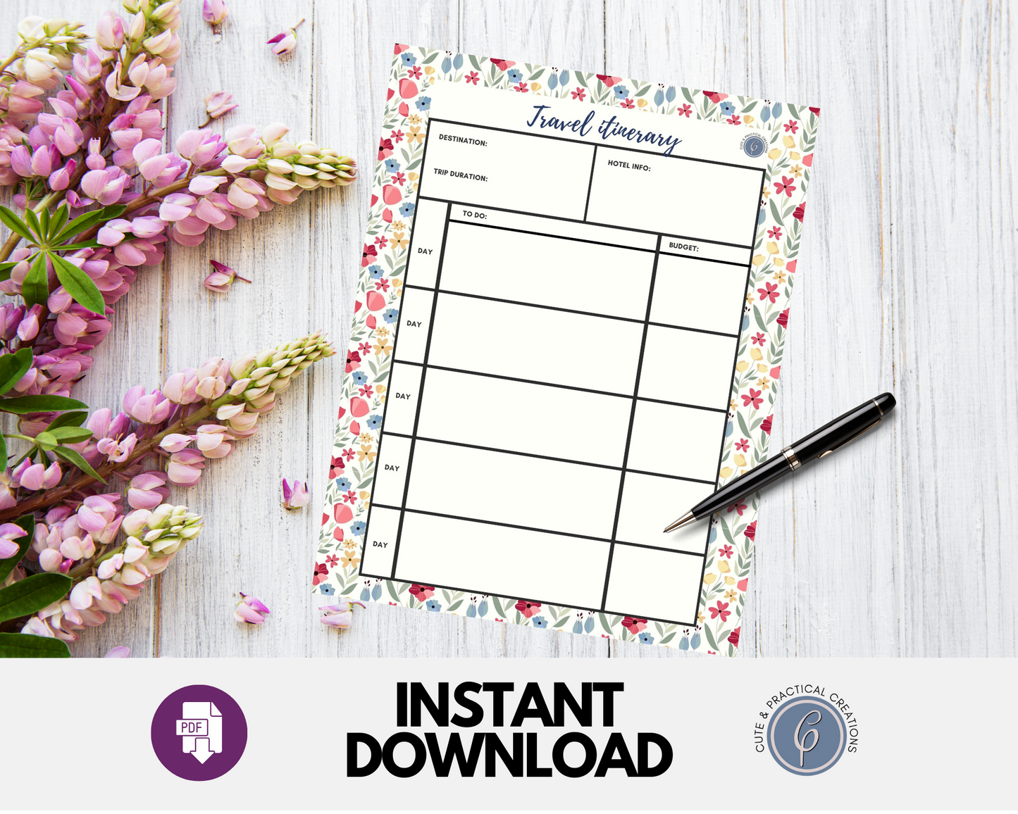 Planificador de vacaciones de primavera en tamaño carta y A4
