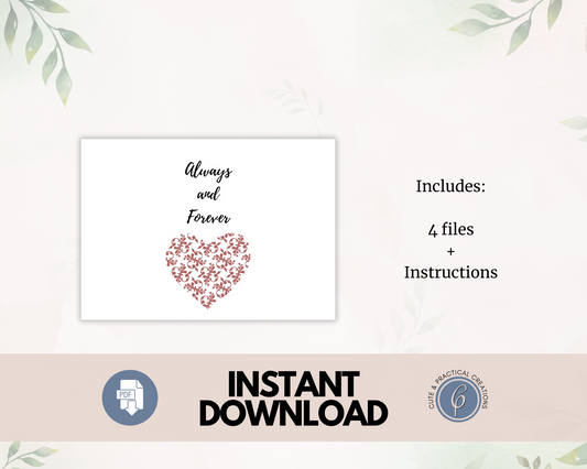 Always and Forever Printable Card with Heart Victorian Style