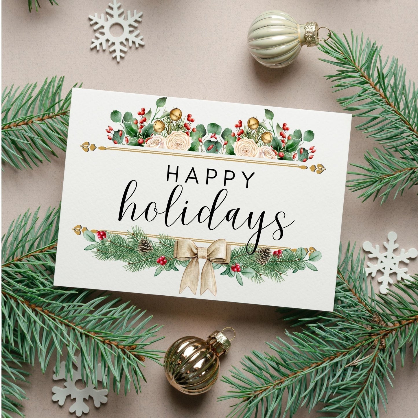 Plantilla de sobre con diseño de acuarela Forest Liner incluido - Felices fiestas