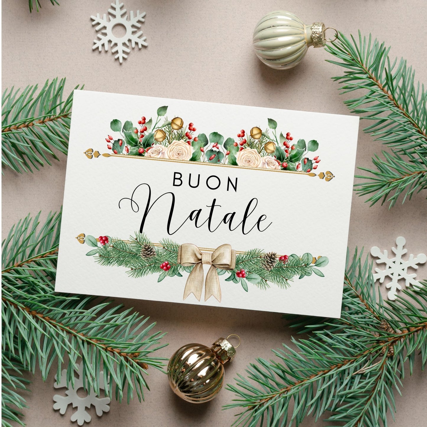 Plantilla de sobre con diseño de acuarela Bird Liner incluido - Buon Natale
