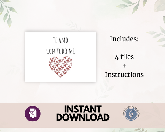 Te amo con todo mi corazón; Victorian Style Heart Greeting Card in Spanish
