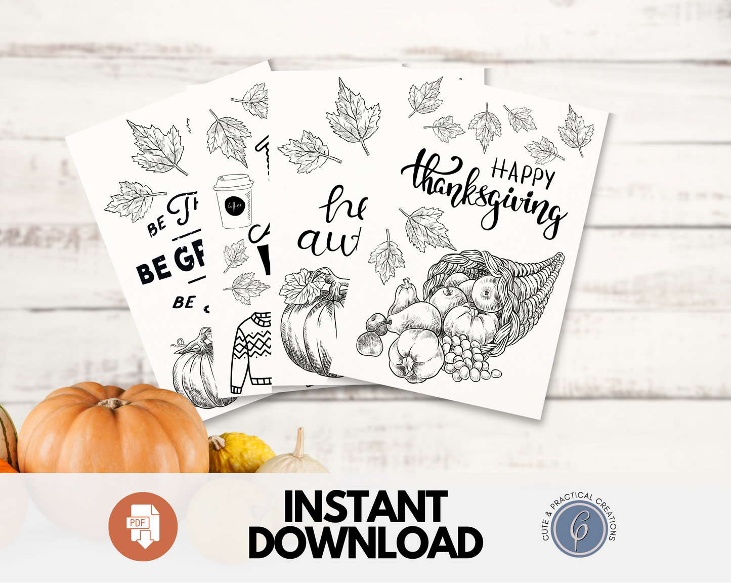 Juego de 4 minitarjetas para colorear: diseño de otoño