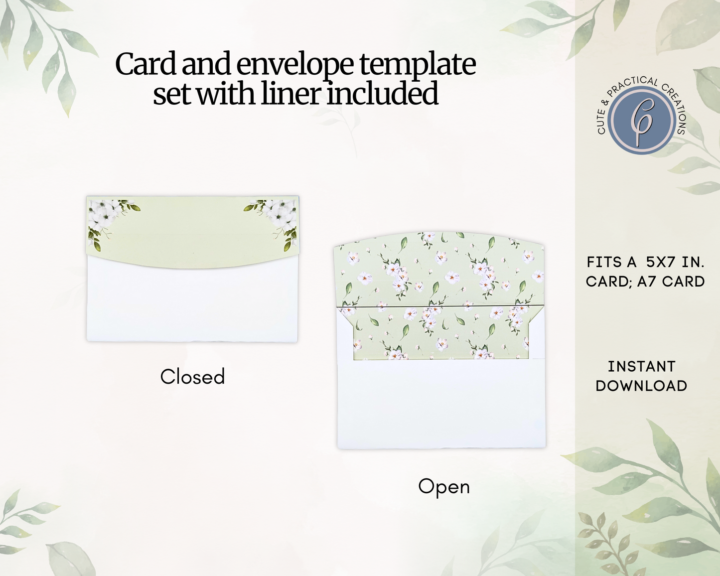 Set Tarjeta Imprimible y Sobre con Forro incluido -Greenery Design