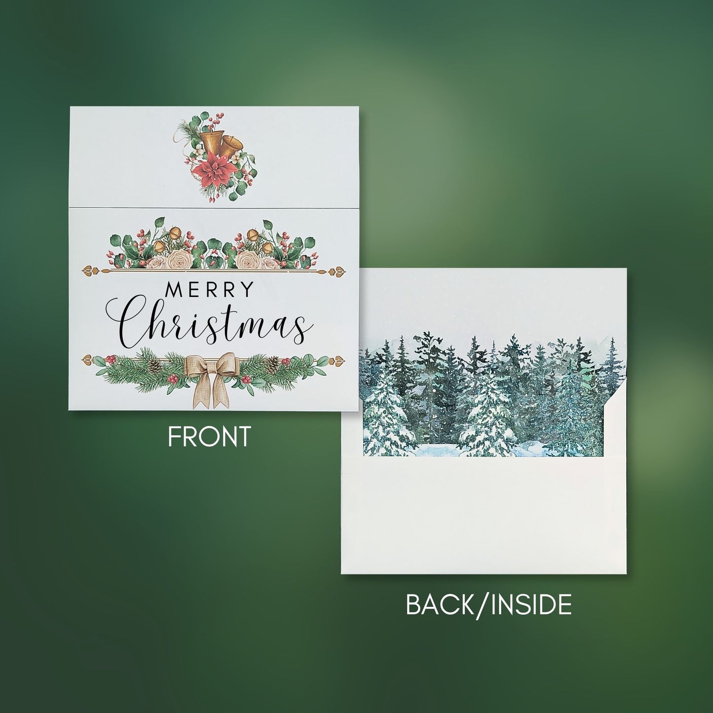 Plantilla de sobre con diseño de acuarela Forest Liner incluido - Feliz Navidad