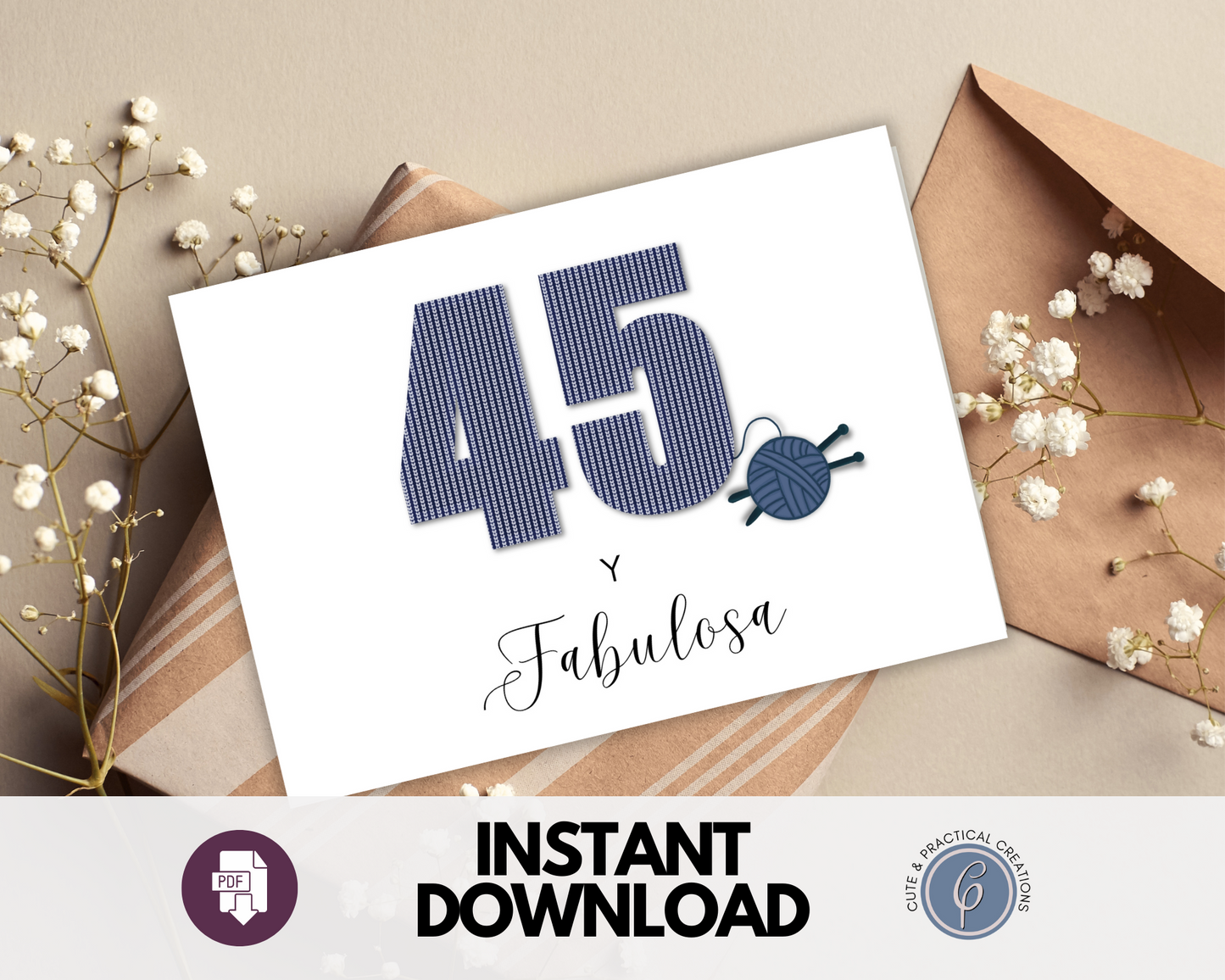 Tarjeta de cumpleaños 45 años y fabulosa en español
