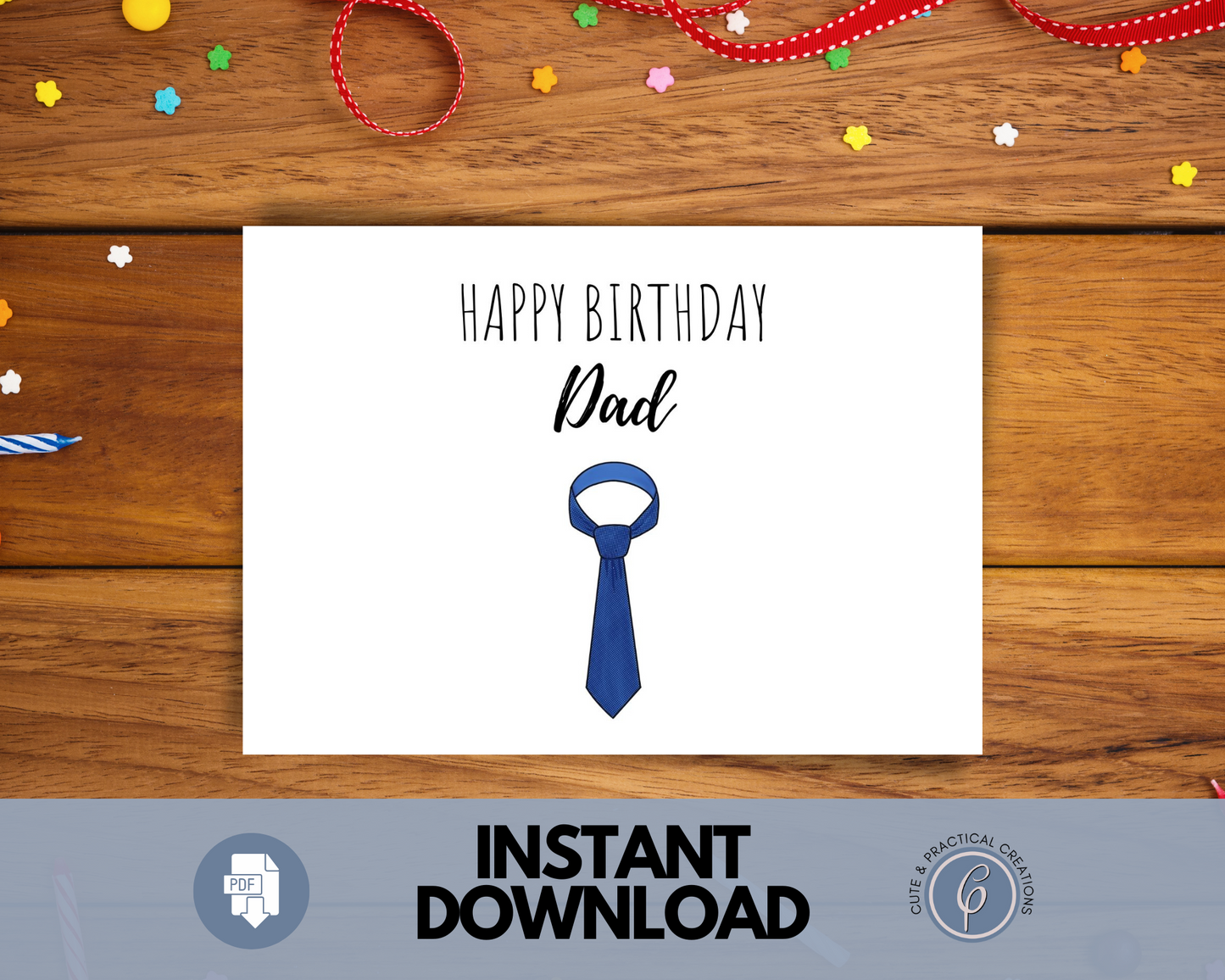 Tarjeta de imagen de feliz cumpleaños papá con corbata