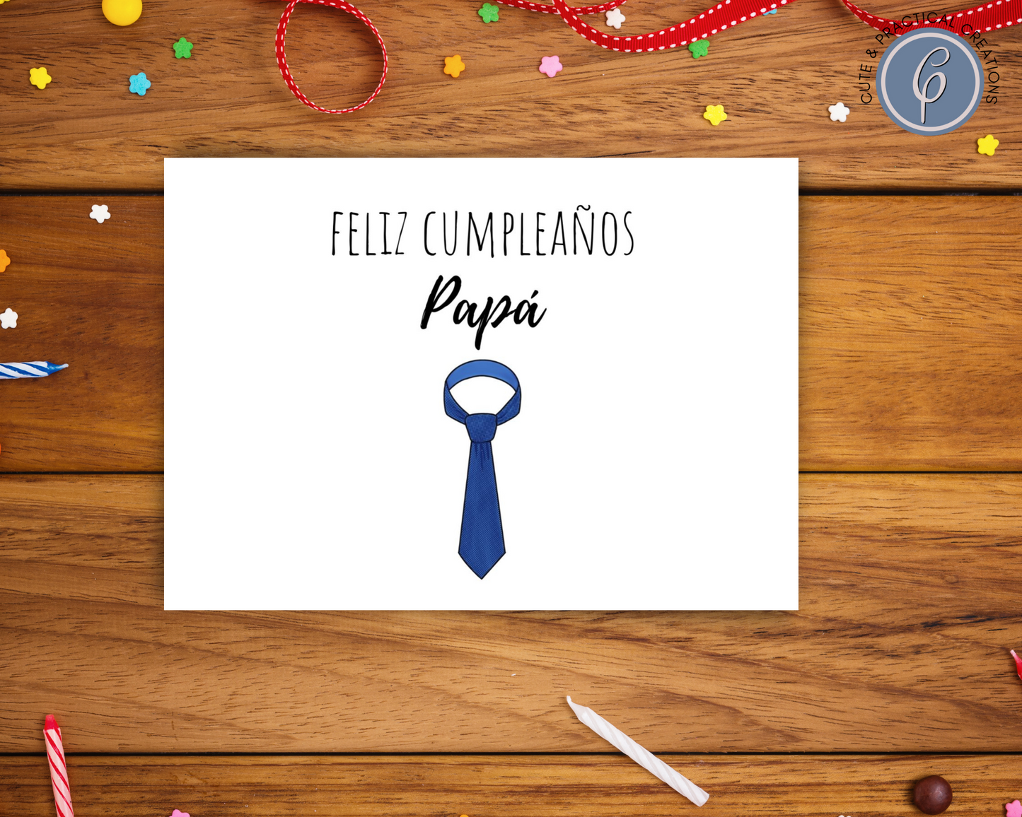 Tarjeta Imagen Feliz Cumpleaños Papá con Corbata en Español