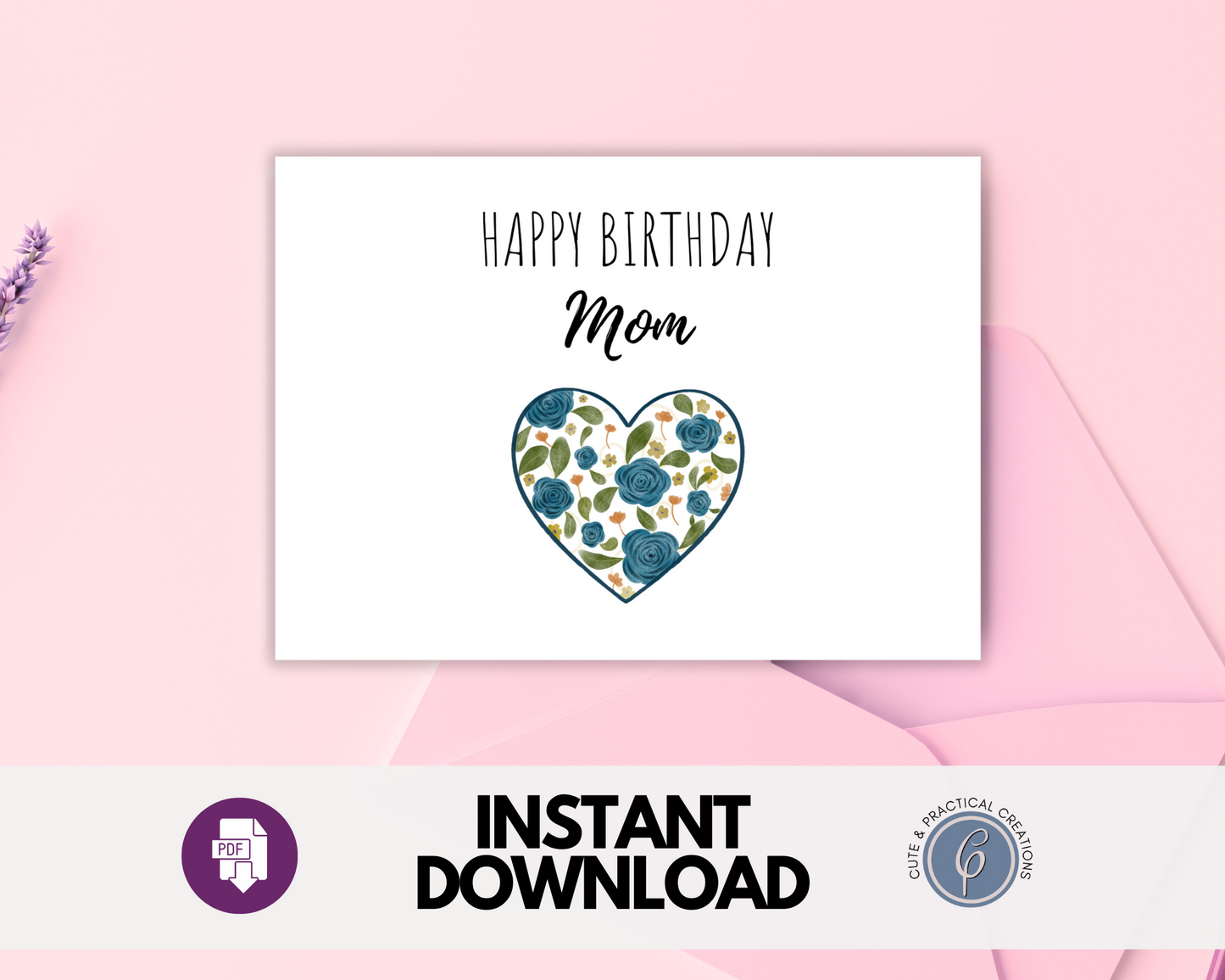 Feliz cumpleaños mamá corazón con flores Tarjetas de felicitación