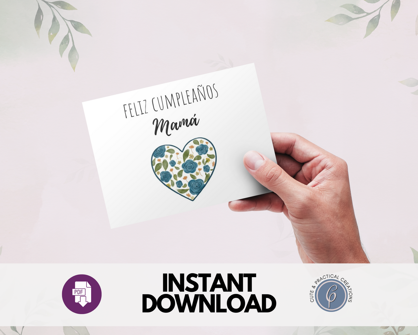Feliz Cumpleaños Mamá Corazón con Flores en Español Tarjetas de felicitación