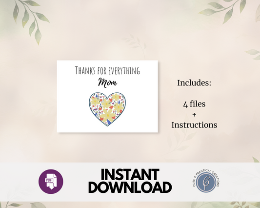 Thank you Mom with Heart and Flowers Card in Spanish