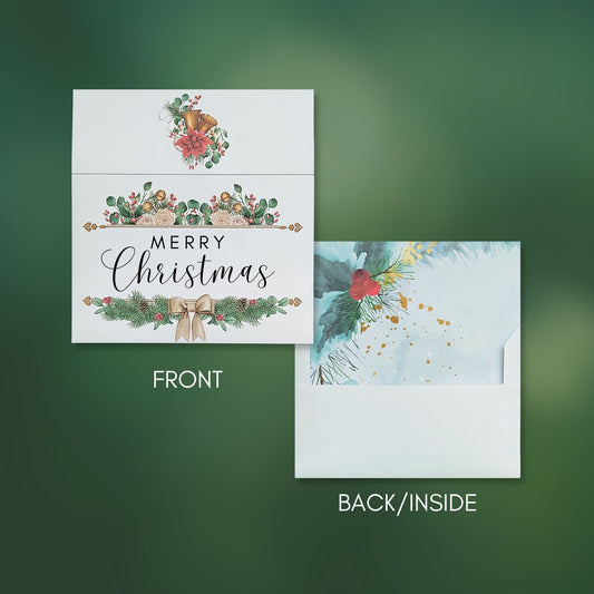 Envelope Template with Holly Liner Watercolor Design included - Merry Christmas