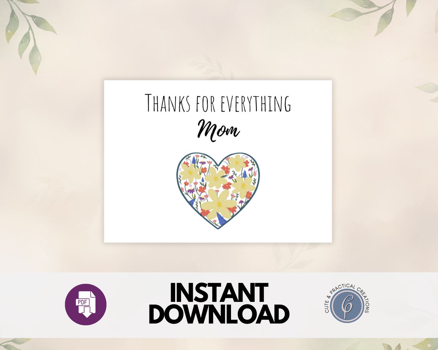 Gracias mamá con flores de corazón Tarjetas de felicitación