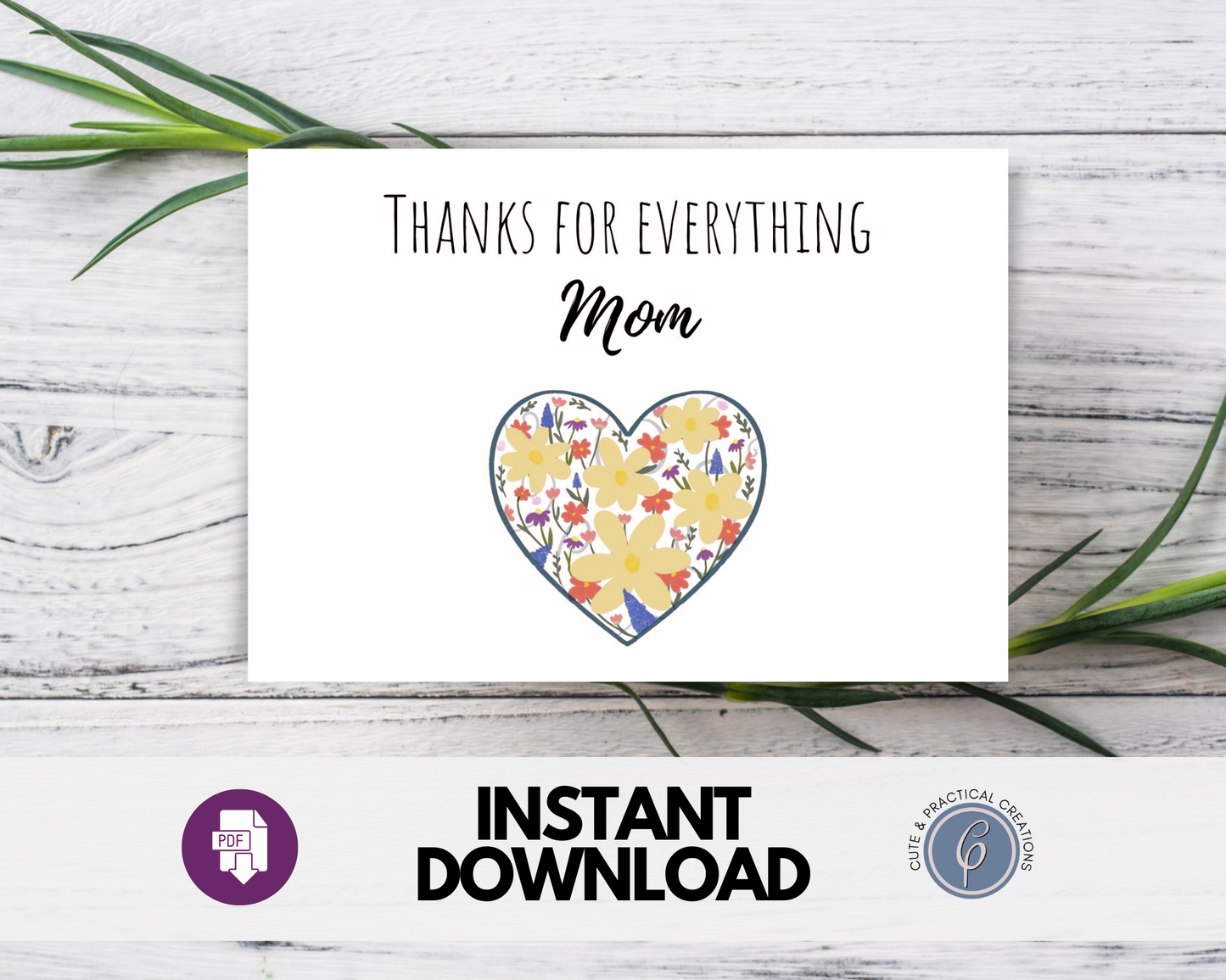 Gracias mamá con flores de corazón Tarjetas de felicitación
