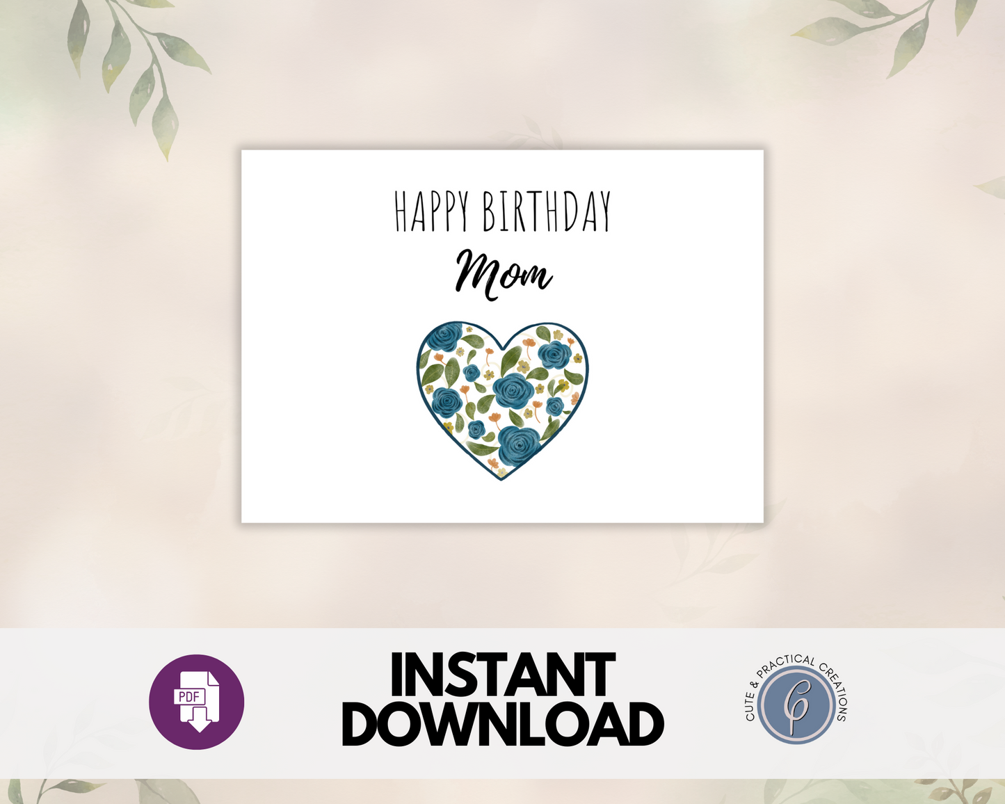 Feliz cumpleaños mamá corazón con flores Tarjetas de felicitación