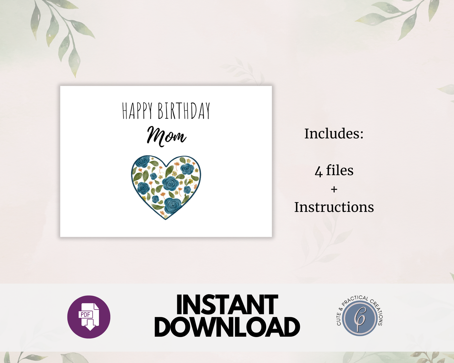 Feliz cumpleaños mamá corazón con flores Tarjetas de felicitación