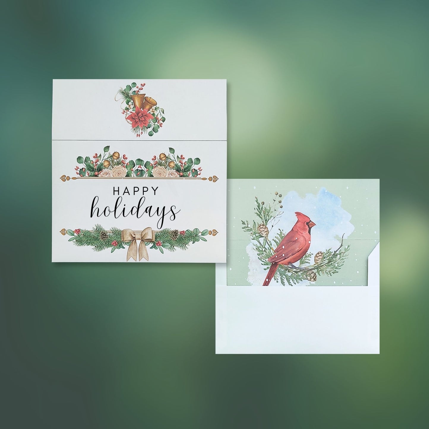 Plantilla de sobre con diseño de acuarela de delineador de pájaros incluido - Felices fiestas