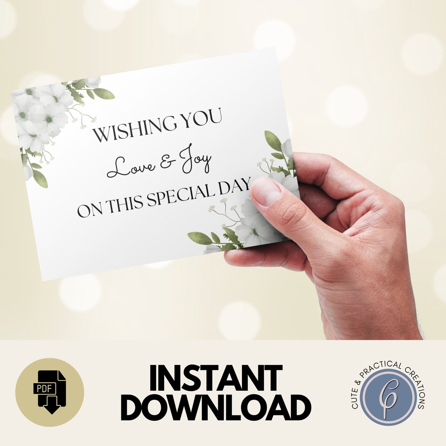 Set Tarjeta Imprimible y Sobre con Forro incluido -Greenery Design
