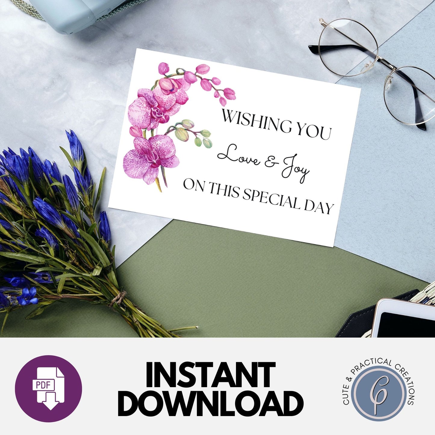 Tarjeta con Diseño Floral de Orquídeas
