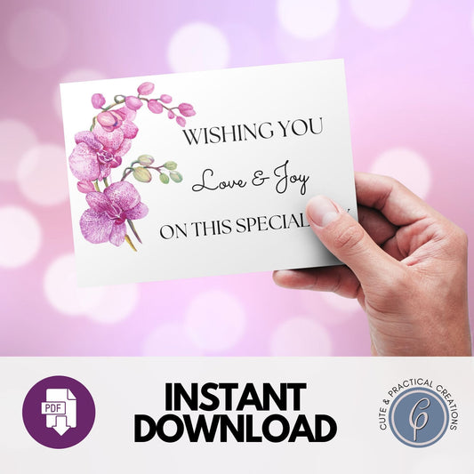 Card with Floral Orchid Design