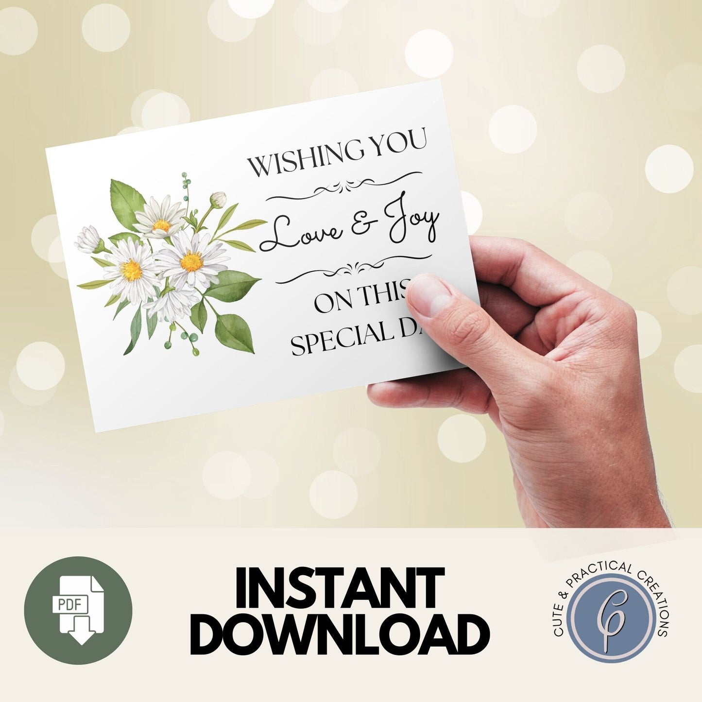 Card with White Floral Design