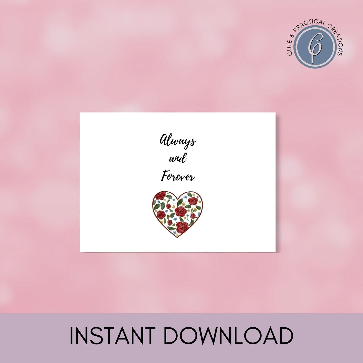 Tarjeta Siempre y Para Siempre Corazón con Rosas