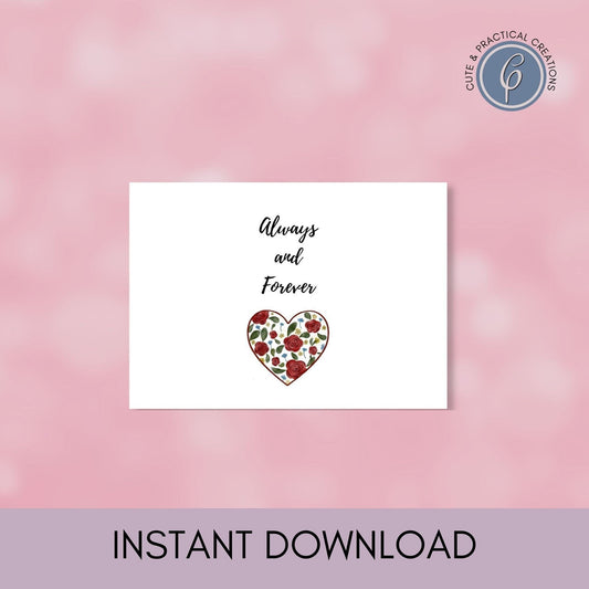 Always and Forever Card Heart with Roses