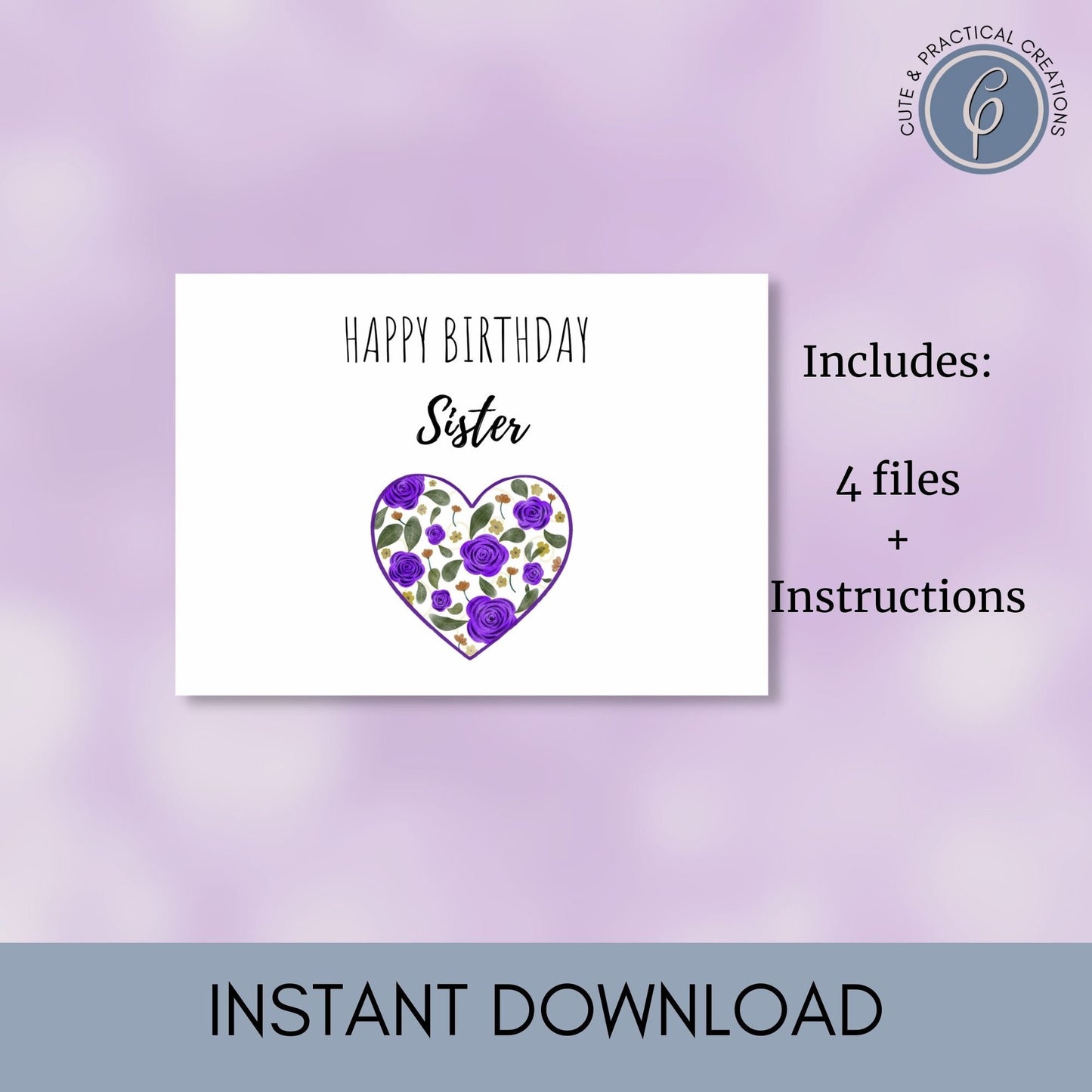 Tarjeta de Feliz Cumpleaños Hermana con Corazón con Flores